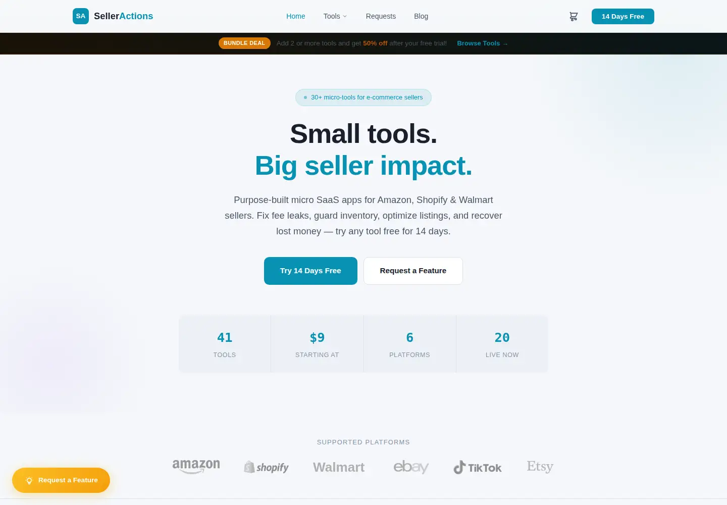 Screenshot of selleractions.com