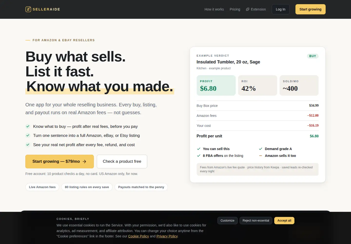 Screenshot of selleraide.com
