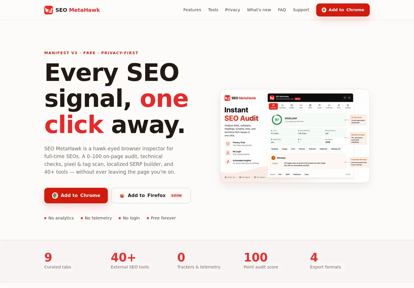 Captured homepage of seometahawk.com in the current scan