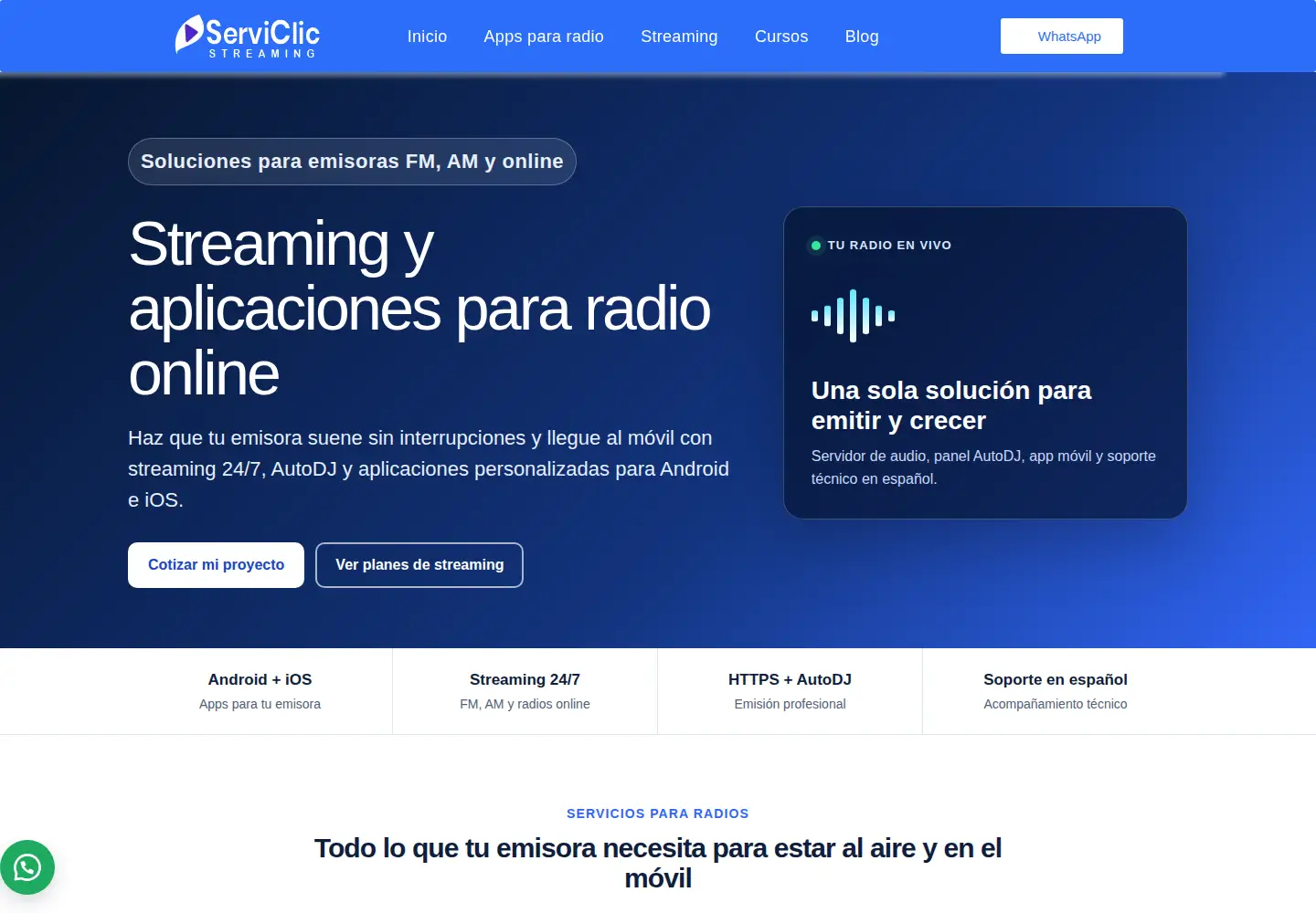 Captured homepage of serviclicstreaming.com in the current scan
