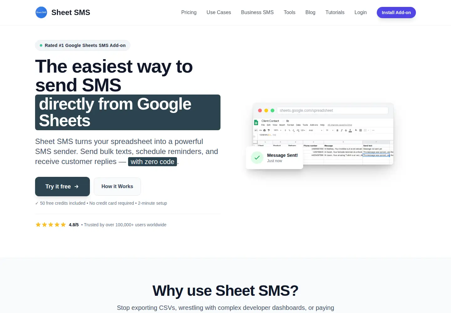 Captured homepage of sheetsms.com in the current scan