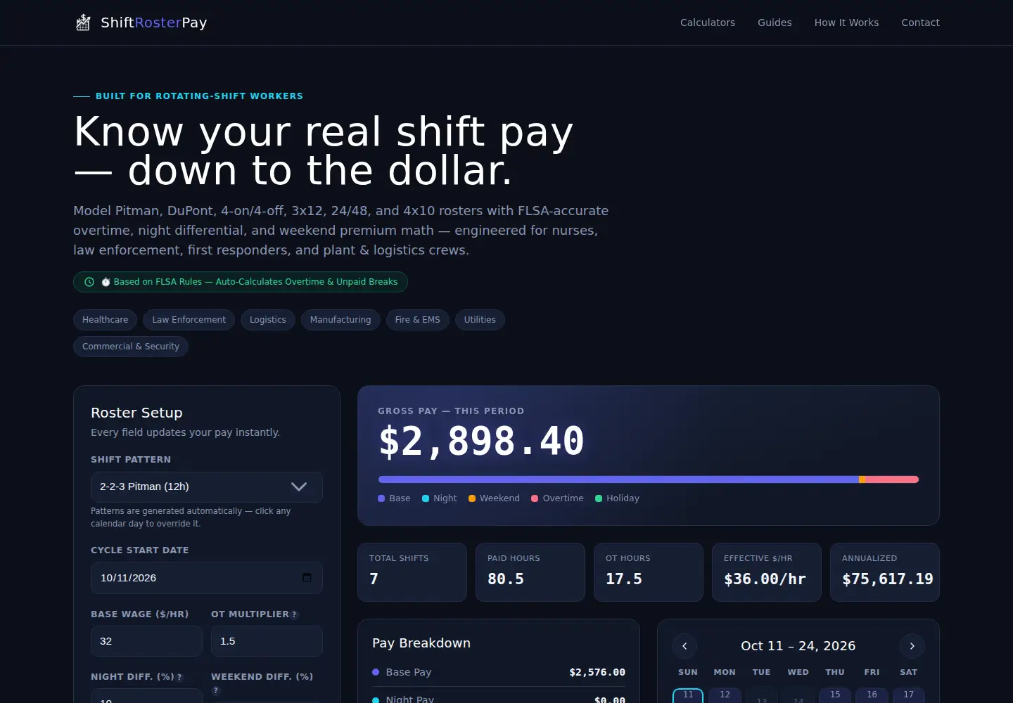 Captured homepage of shiftrosterpay.com in the current scan
