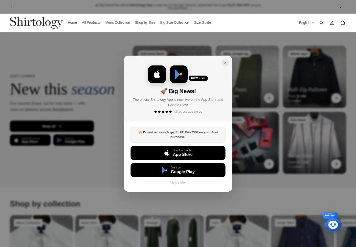 Captured homepage of shirtologybd.com in the current scan