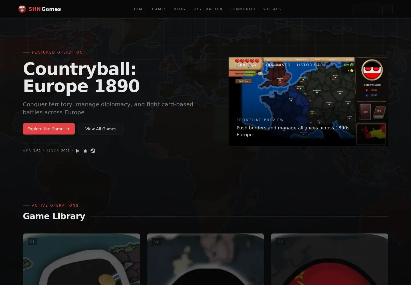 Captured homepage of shngames.com in the current scan