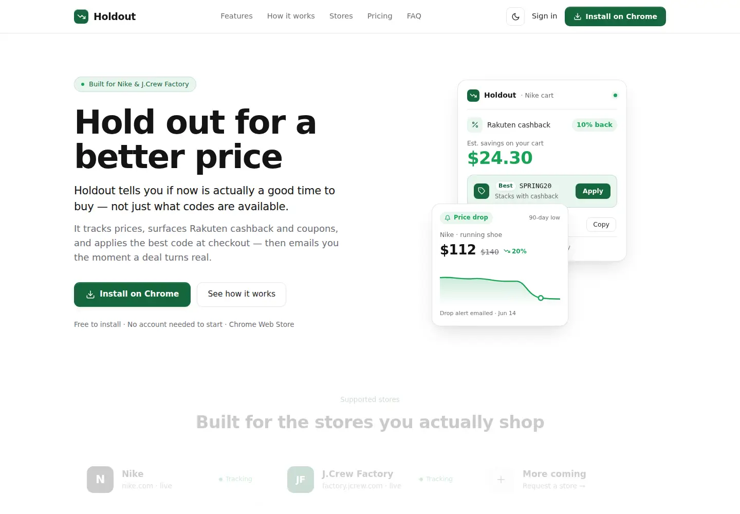 Screenshot of shopholdout.com