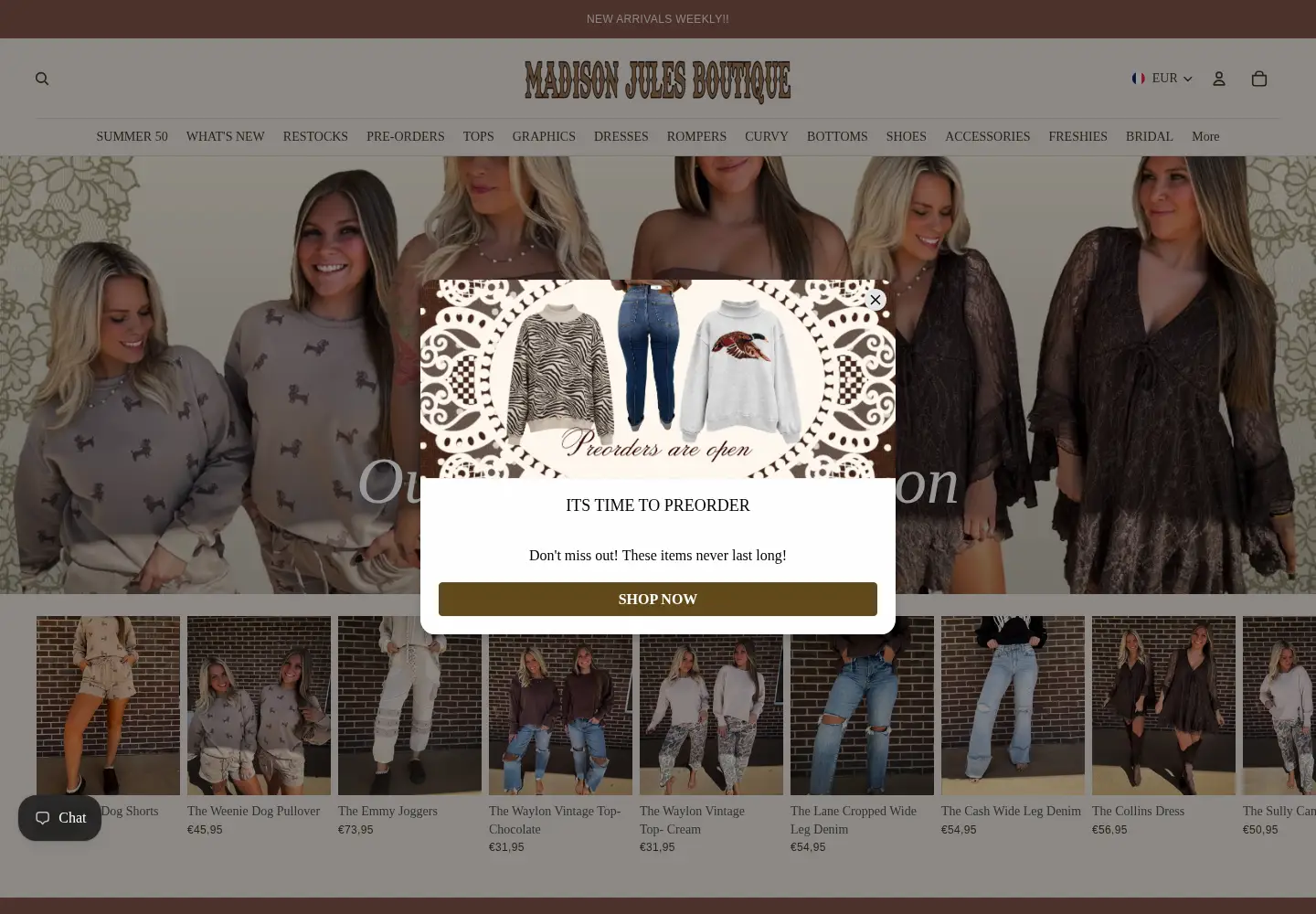 Captured homepage of shopmadisonjules.com in the current scan