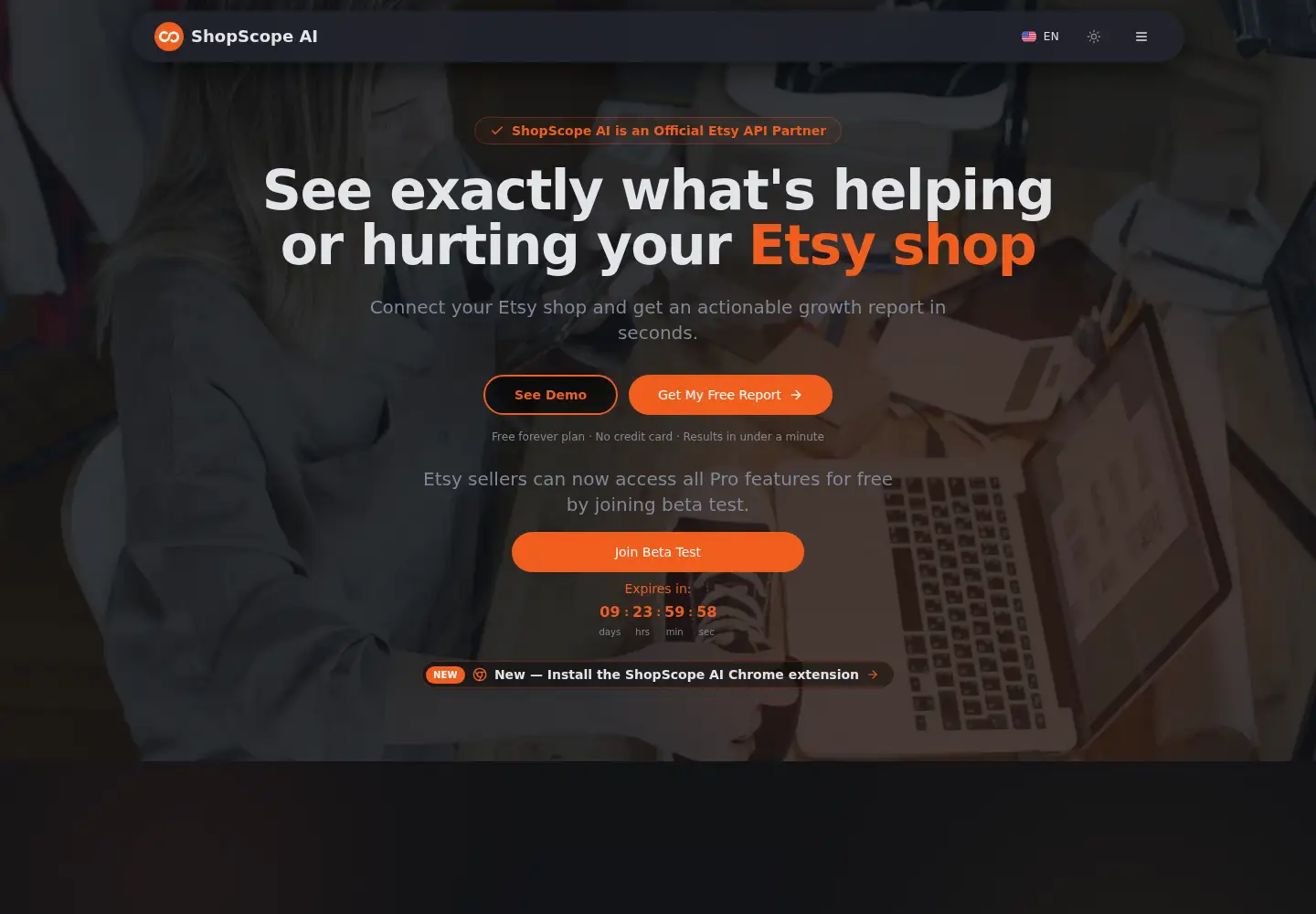 Screenshot of shopscopeai.com