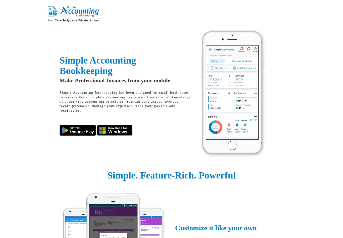 Captured homepage of simpleaccountsmanager.com in the current scan