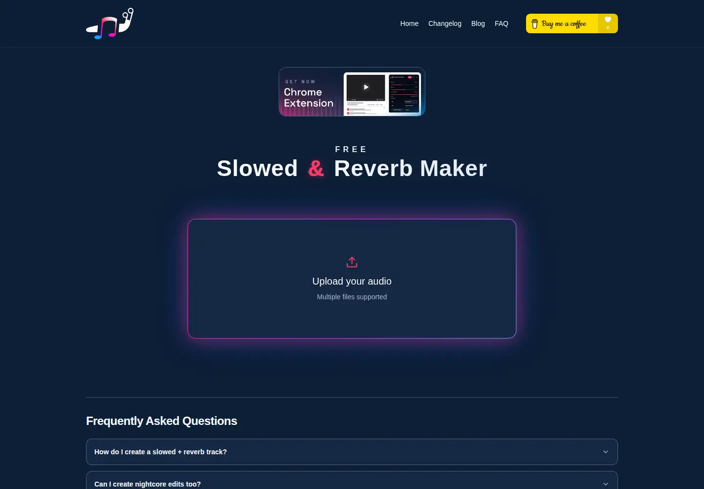 Captured homepage of slowandreverb.com in the current scan