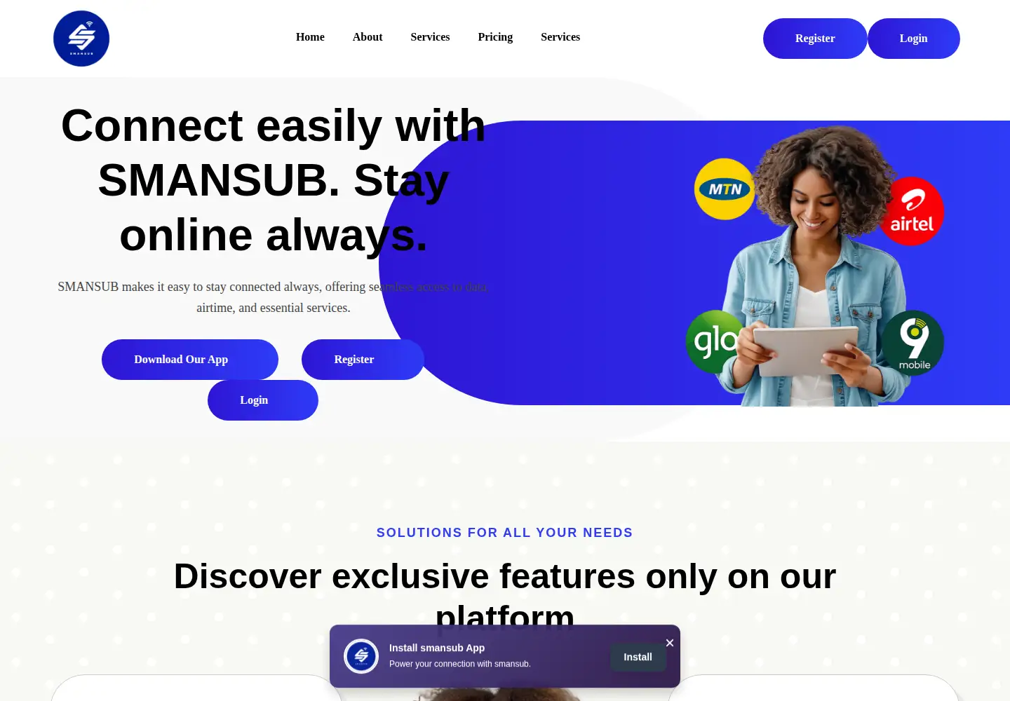 Screenshot of smansub.com