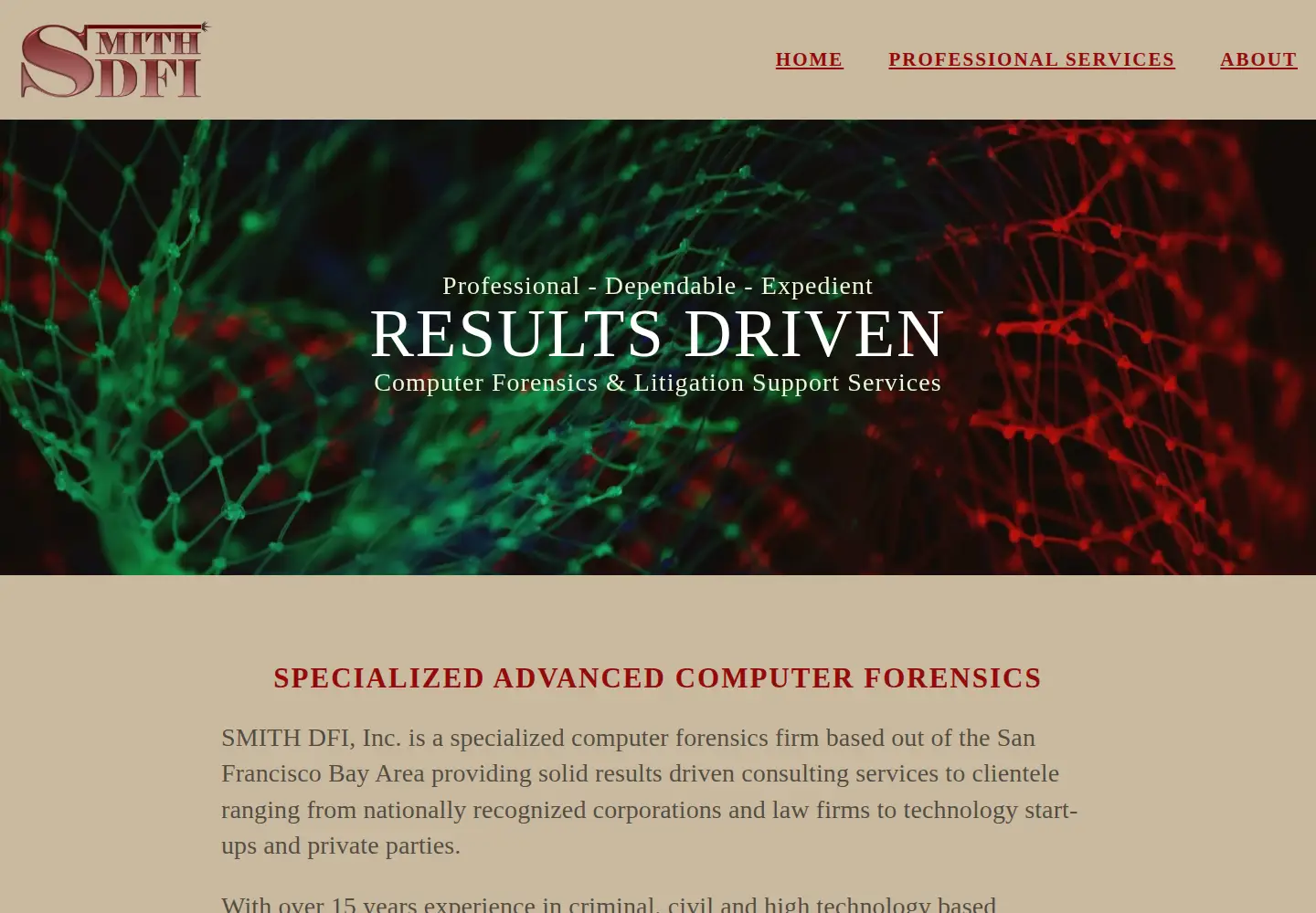 Captured homepage of smithdfi.com in the current scan