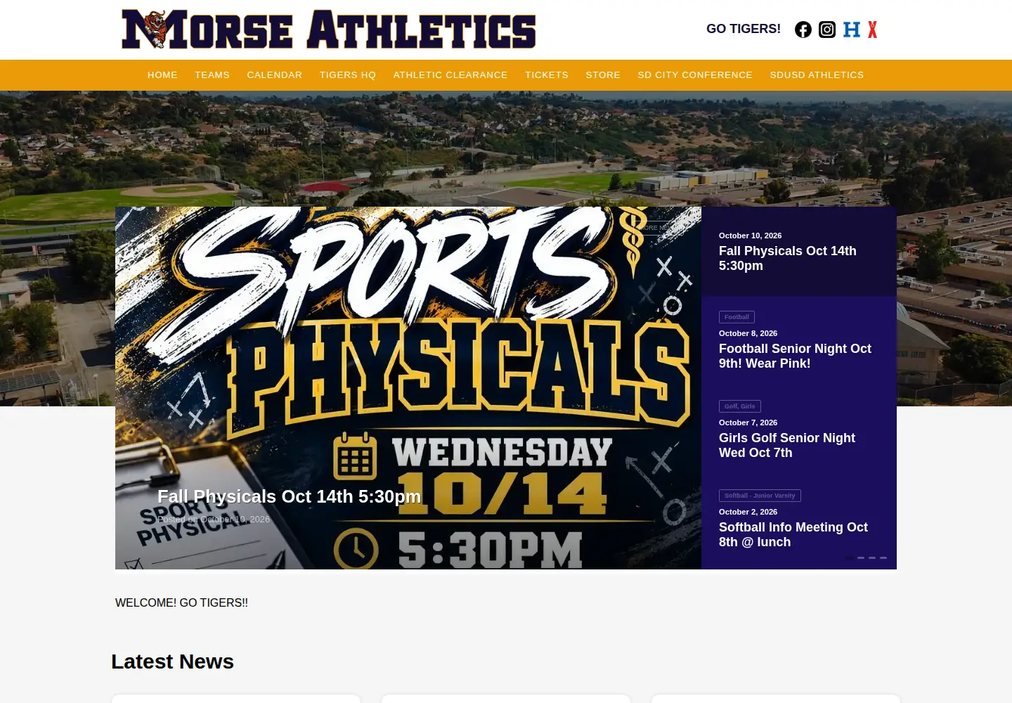 Captured homepage of smtigers.com in the current scan