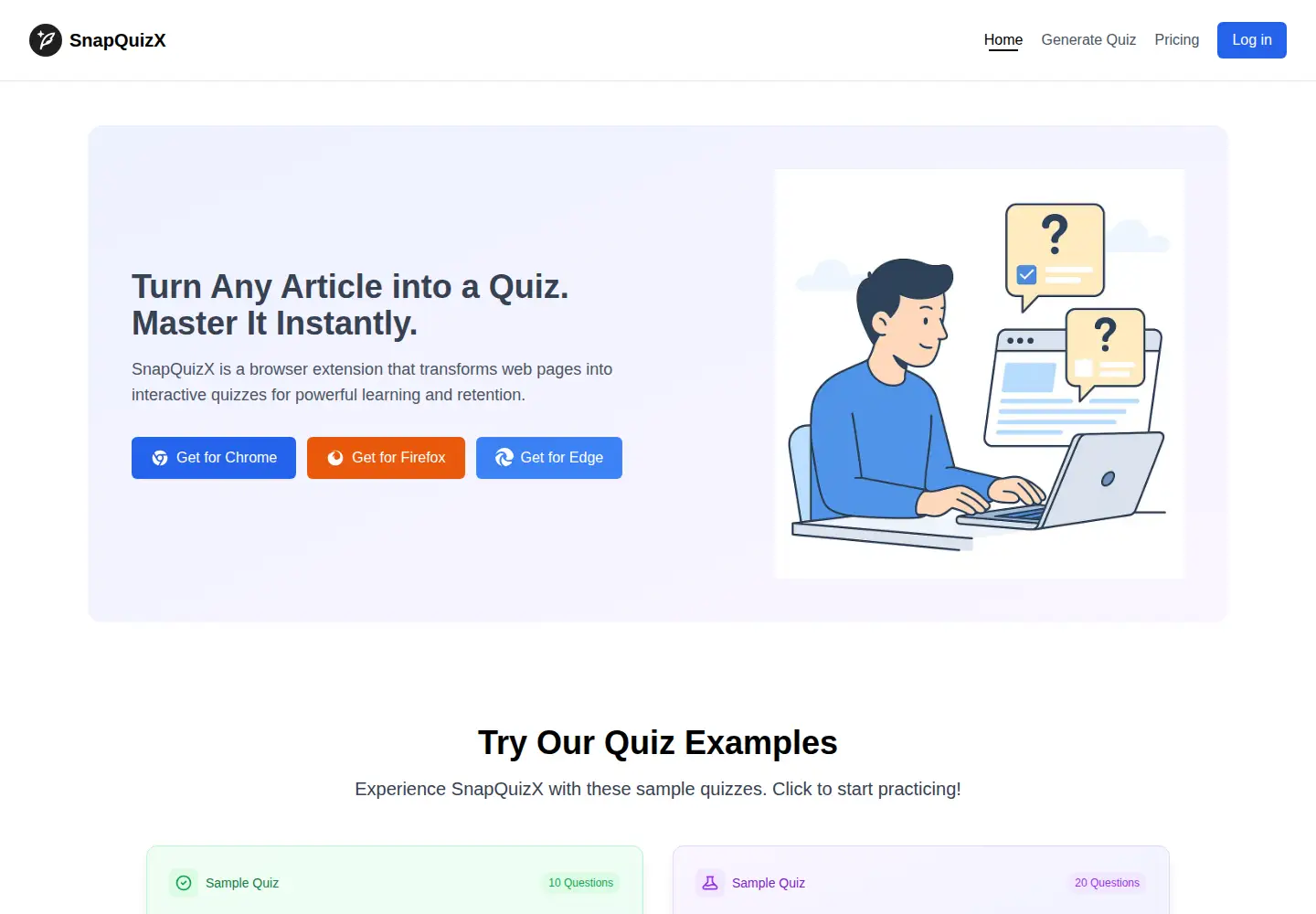 Screenshot of snapquizx.com
