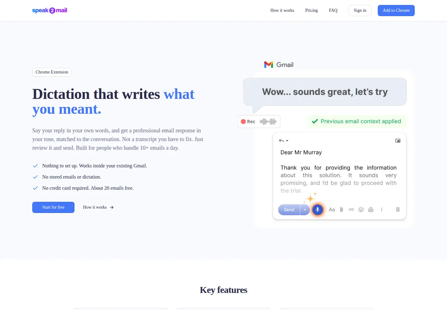 Screenshot of speak2mail.com
