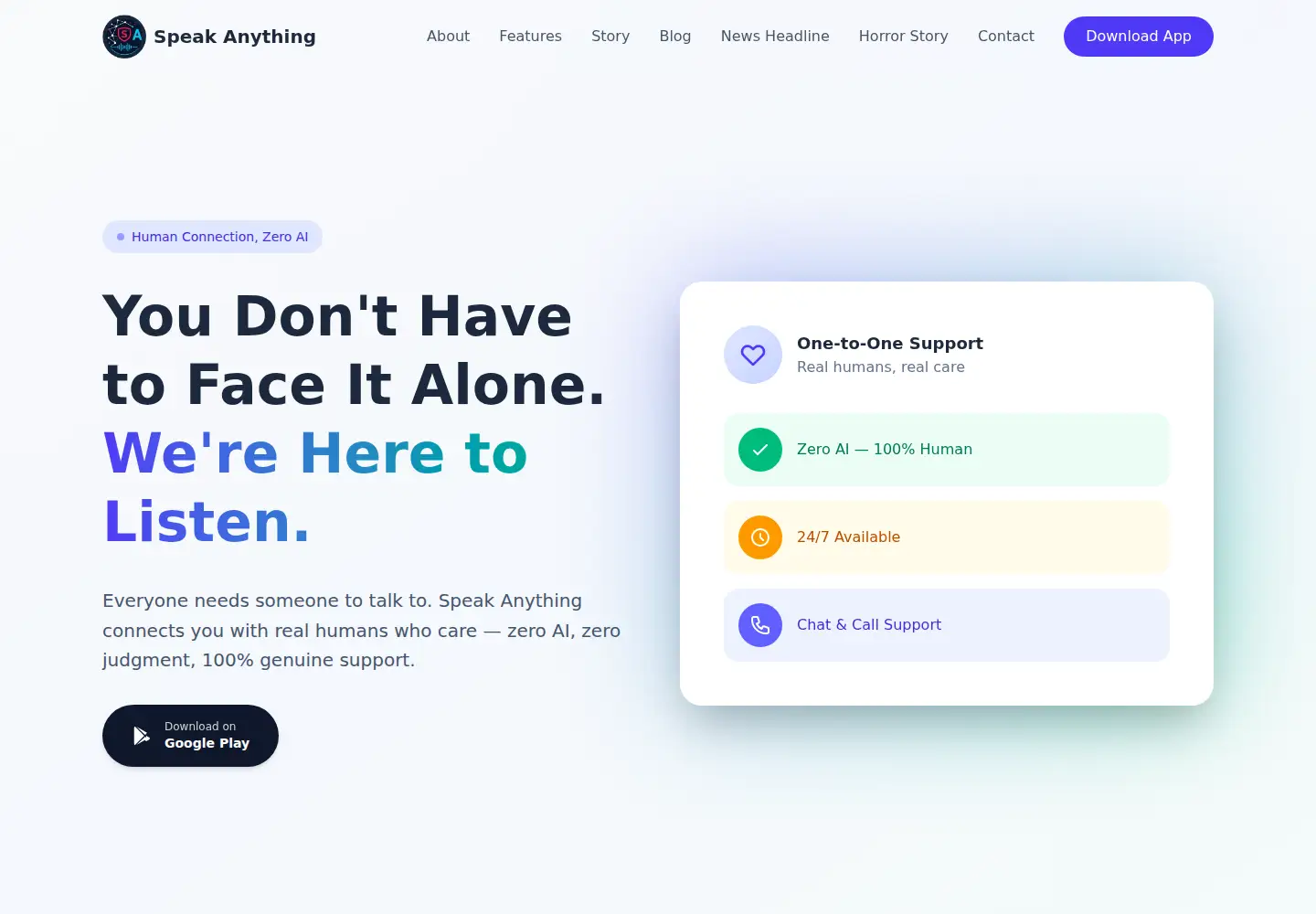Screenshot of speakanything.com