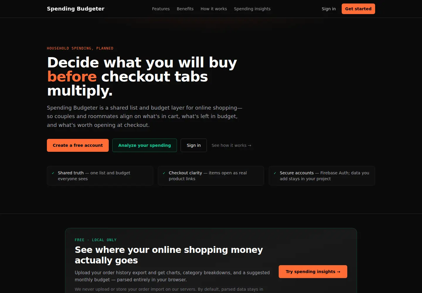 Screenshot of spending-budgeter.com