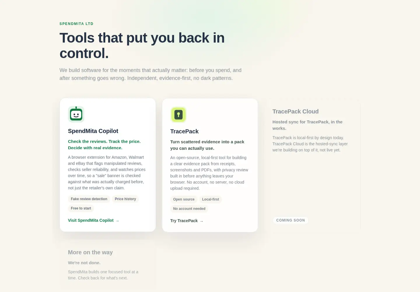 Screenshot of spendmita.com