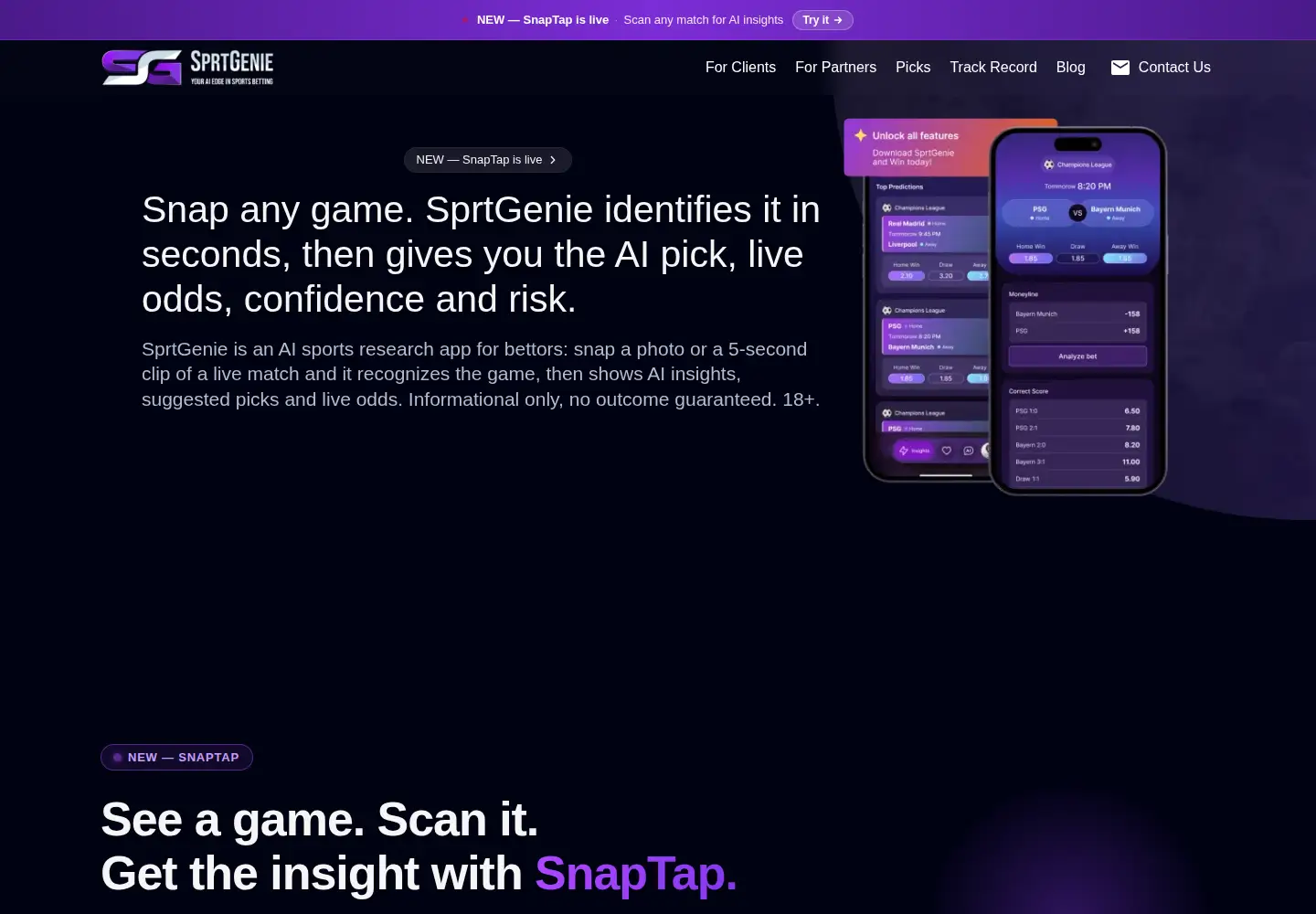 Screenshot of sprtgenie.com