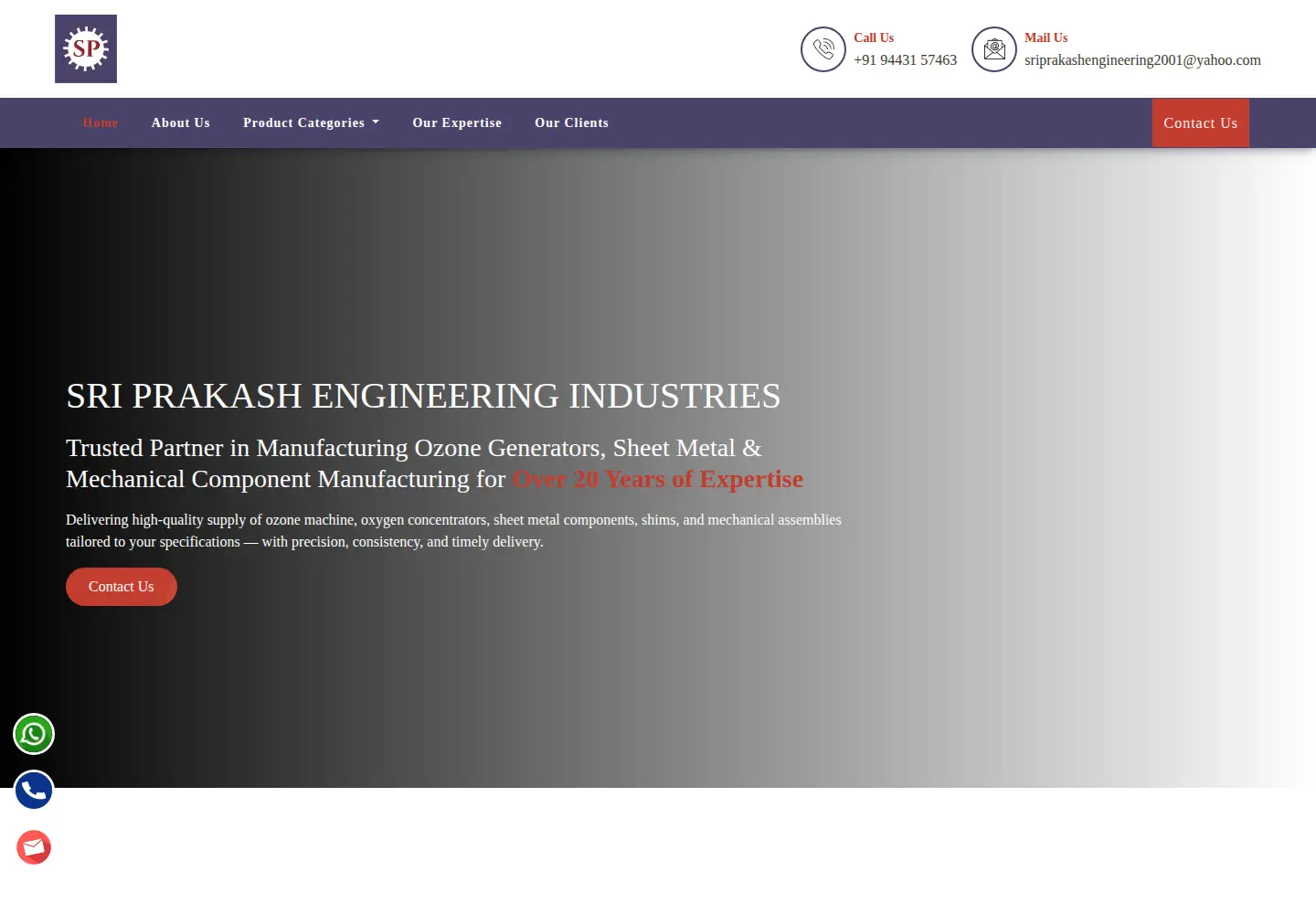 Captured homepage of sriprakashengineering.com in the current scan