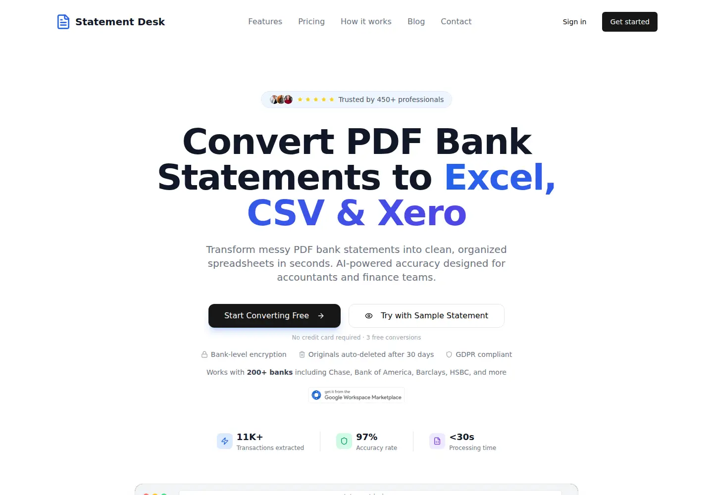 Screenshot of statementdesk.com