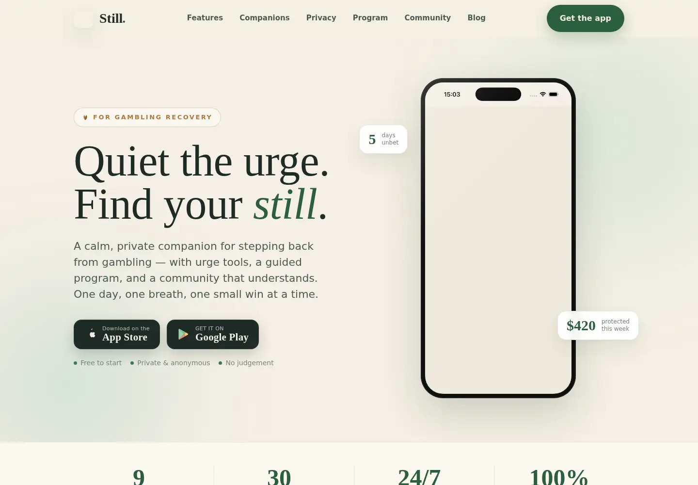 Captured homepage of stillrecoveryapp.com in the current scan