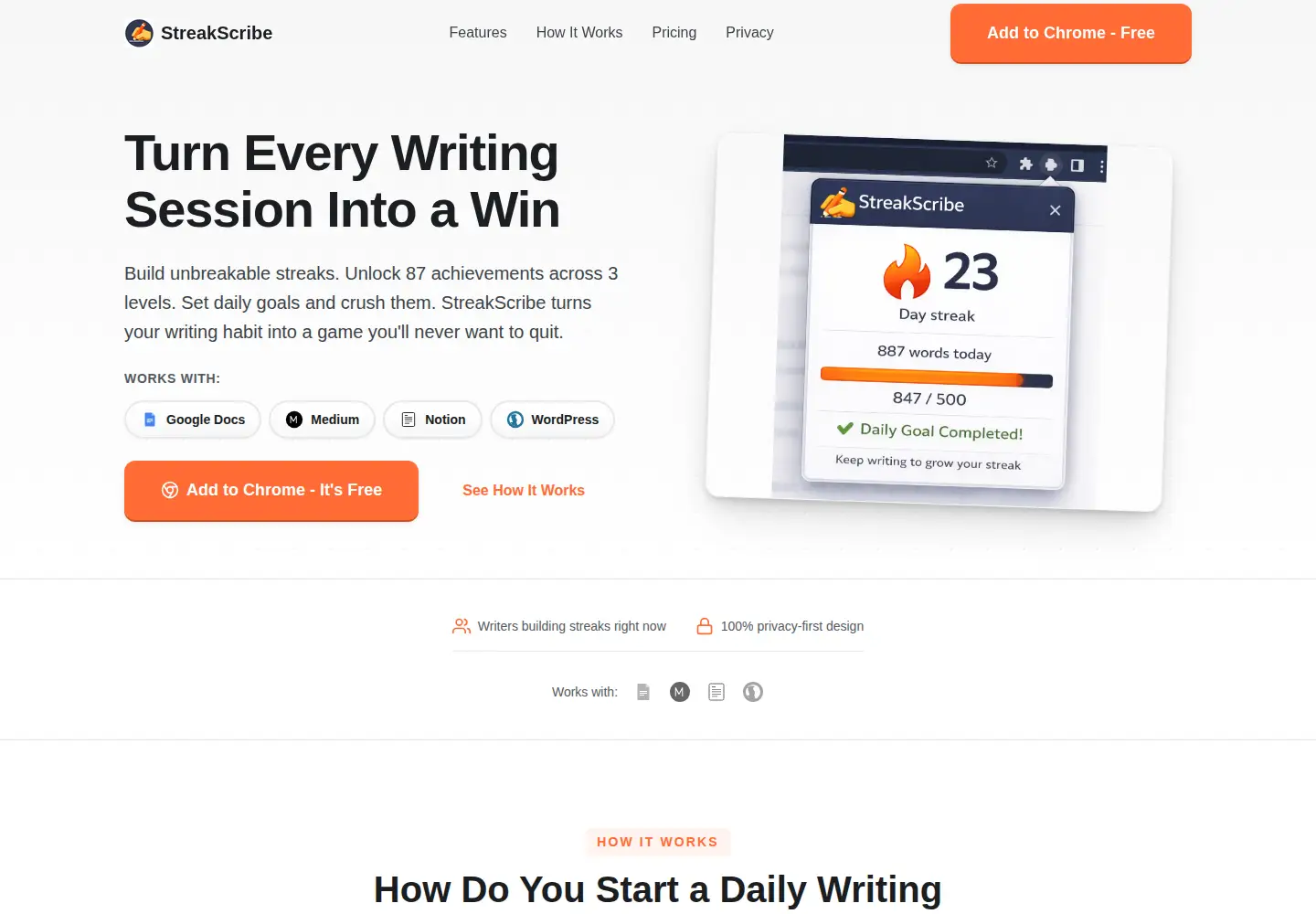 Screenshot of streakscribe.com