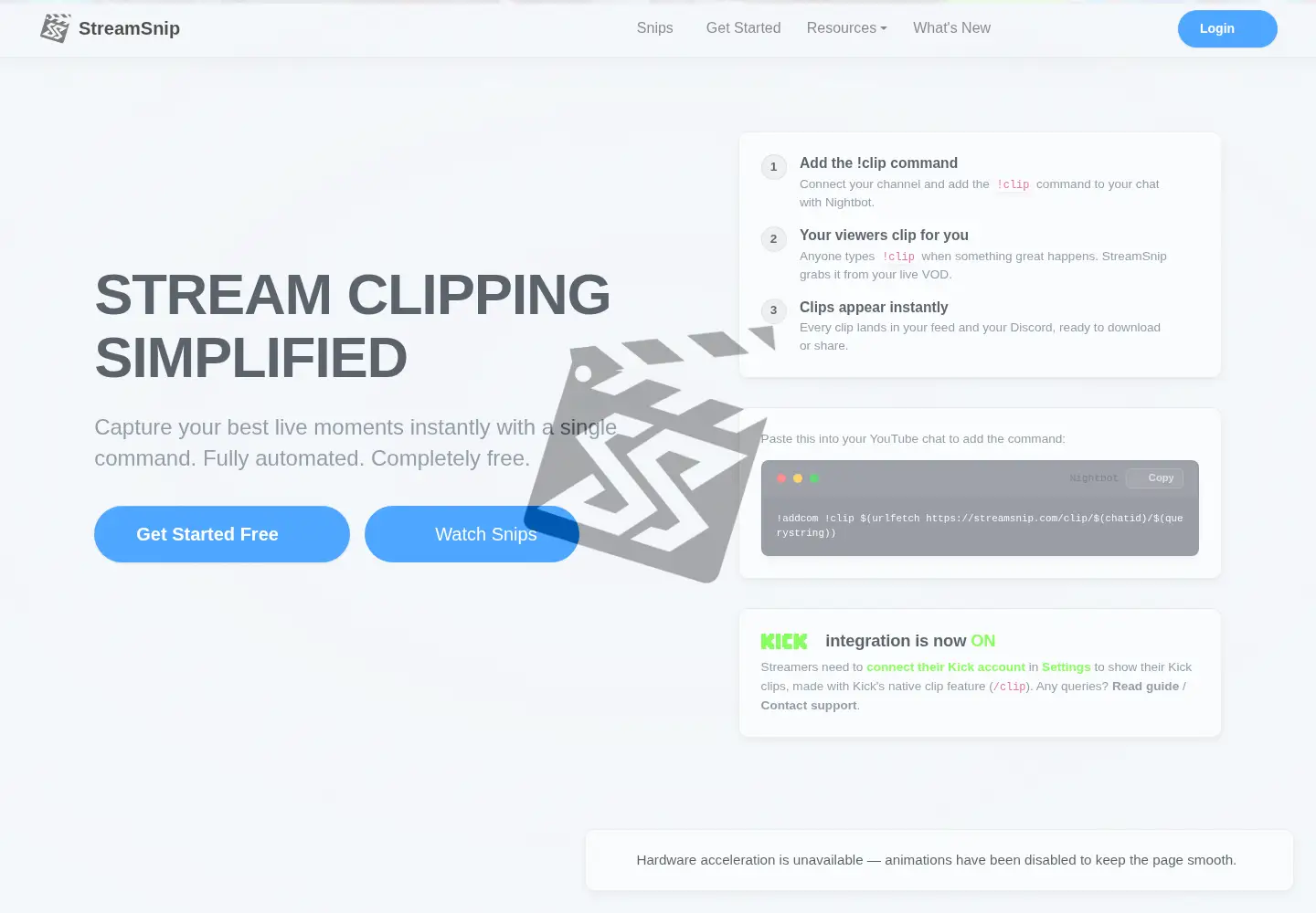 Screenshot of streamsnip.com