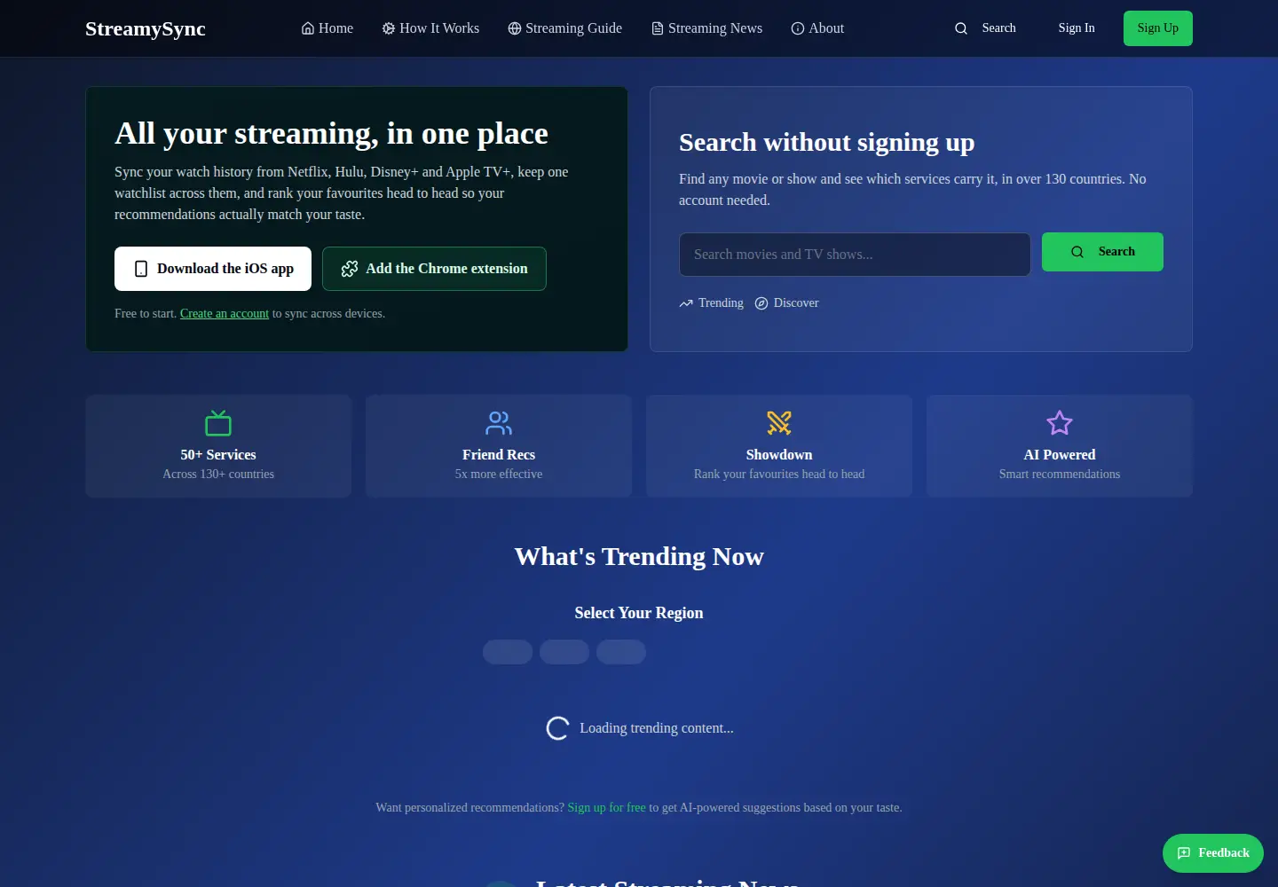 Screenshot of streamysync.com