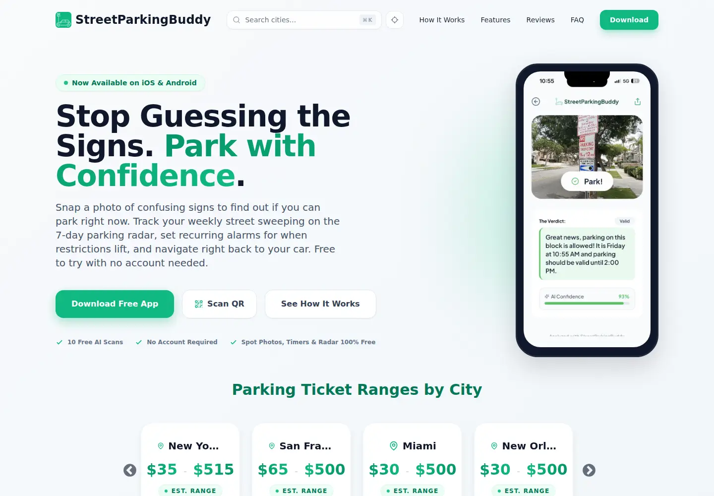 Captured homepage of streetparkingbuddy.com in the current scan