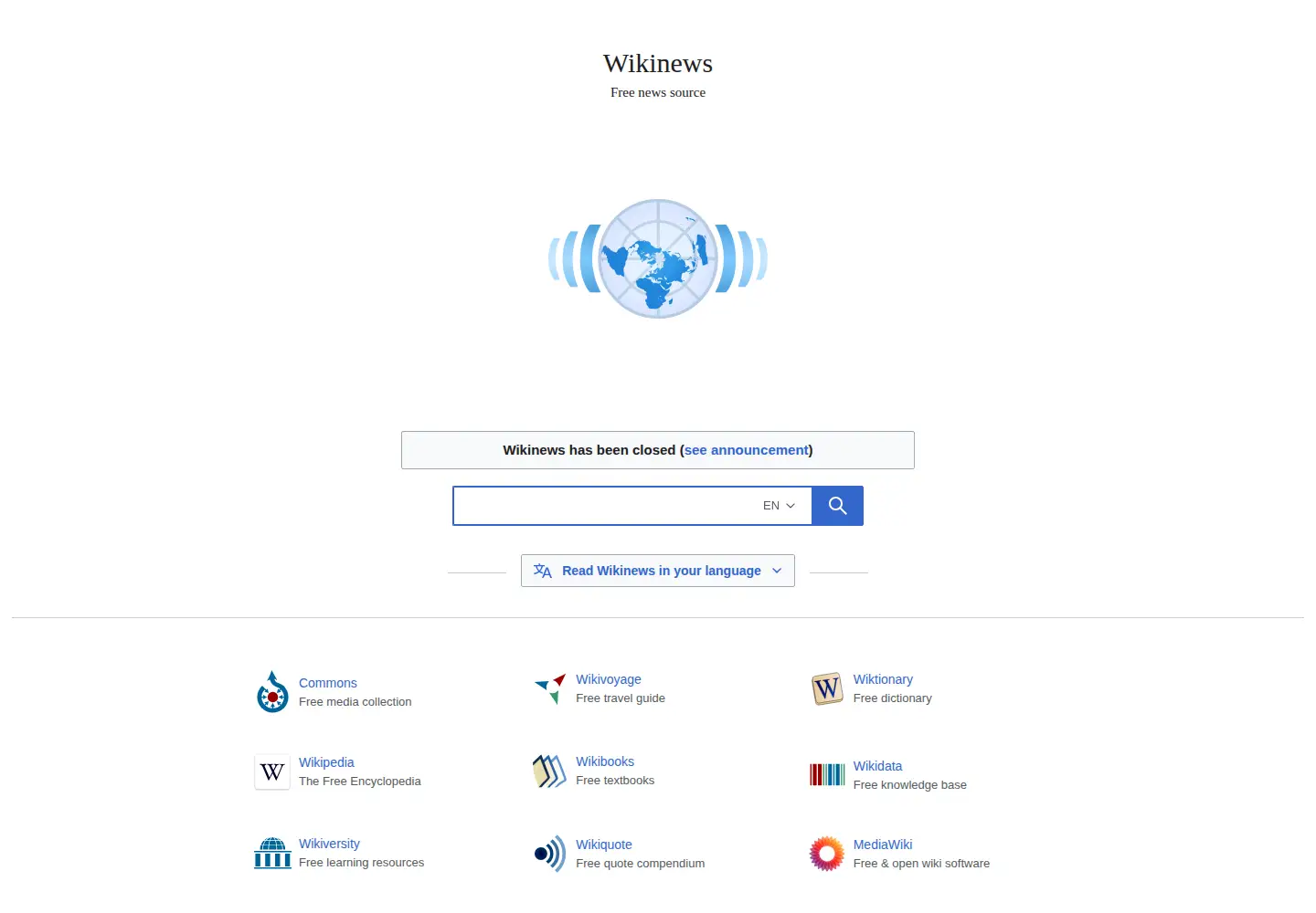 Screenshot of wikinews.org