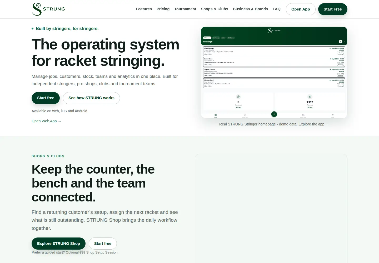 Screenshot of strungapp.com