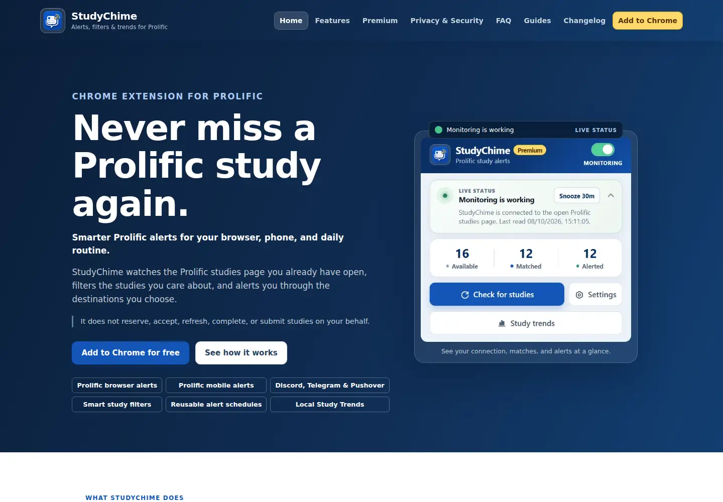Screenshot of studychime.com
