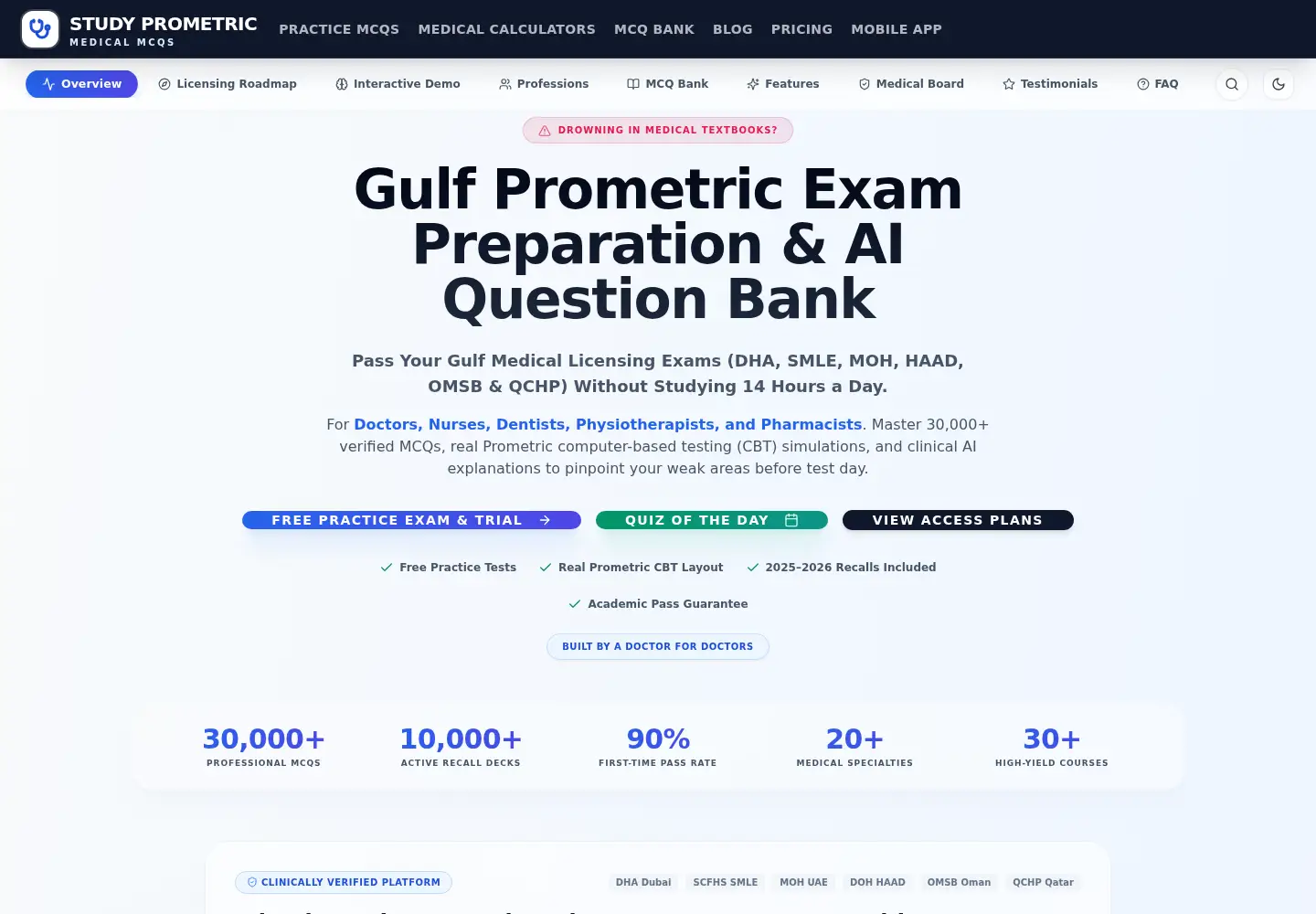 Captured homepage of studyprometric.com in the current scan