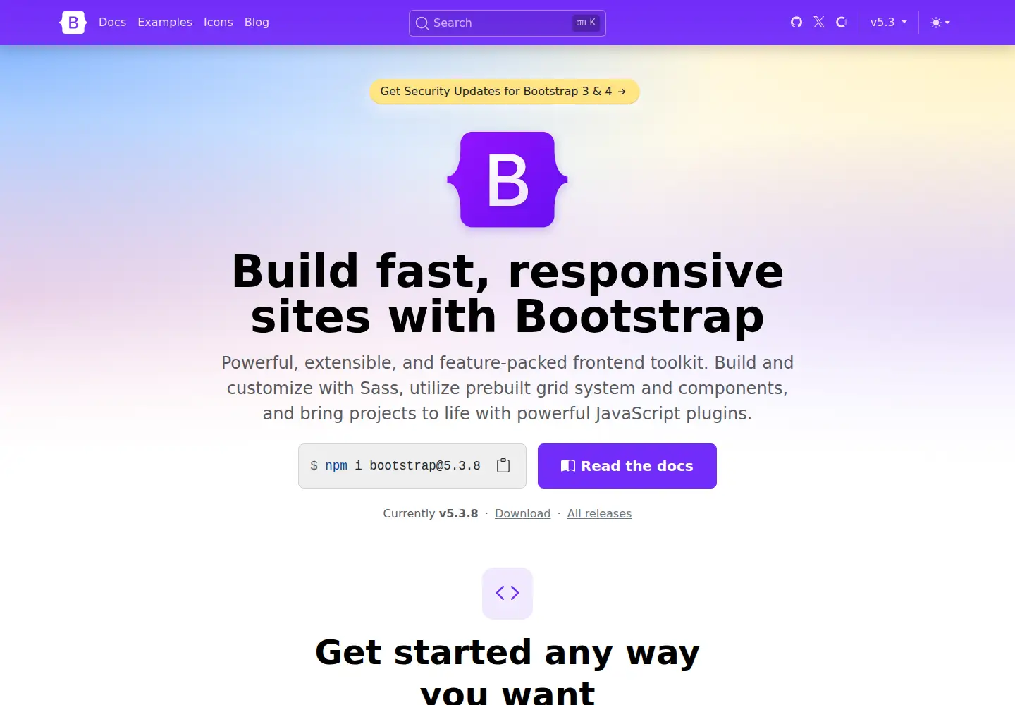 Screenshot of getbootstrap.com