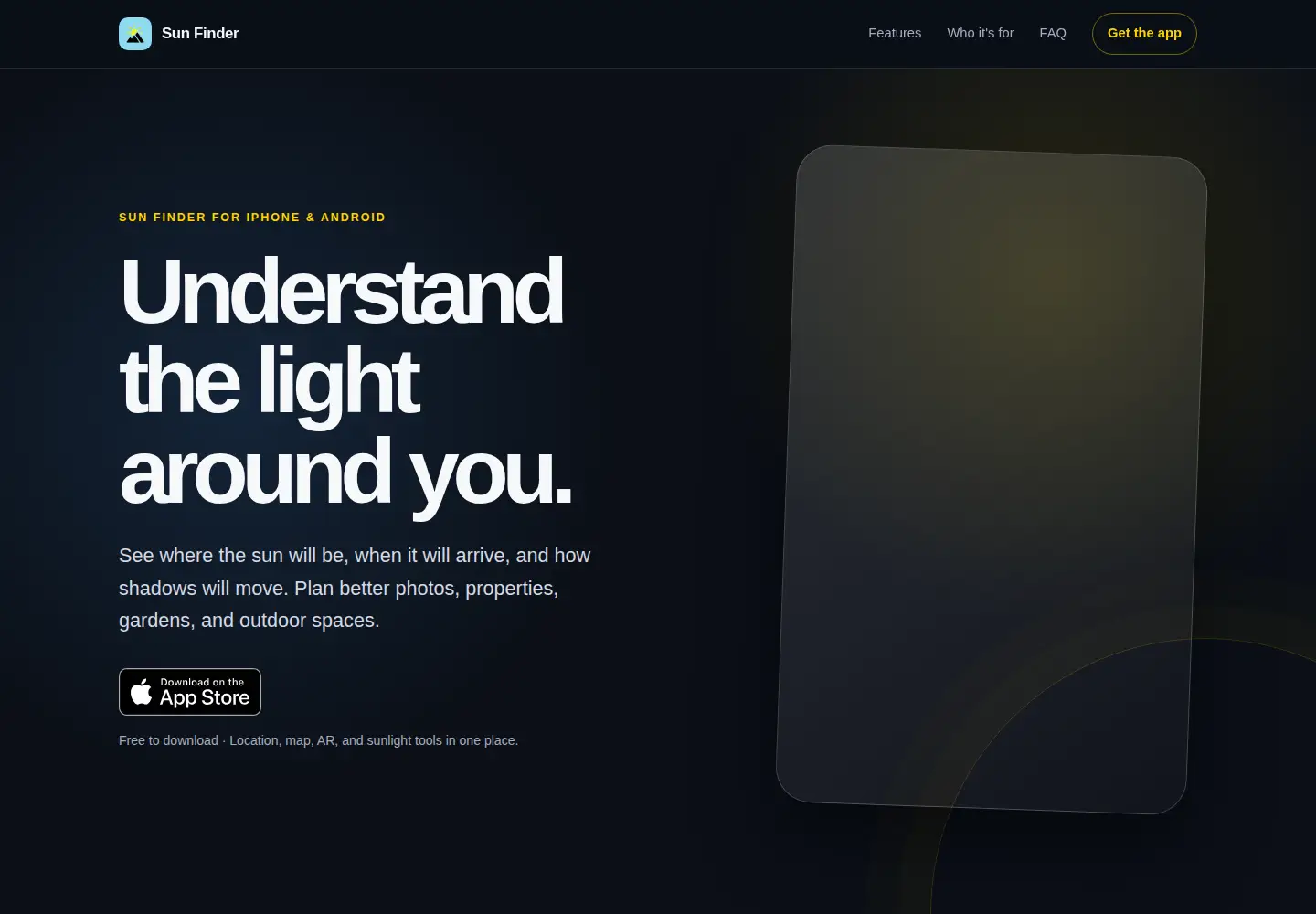Screenshot of sunfinderapps.com