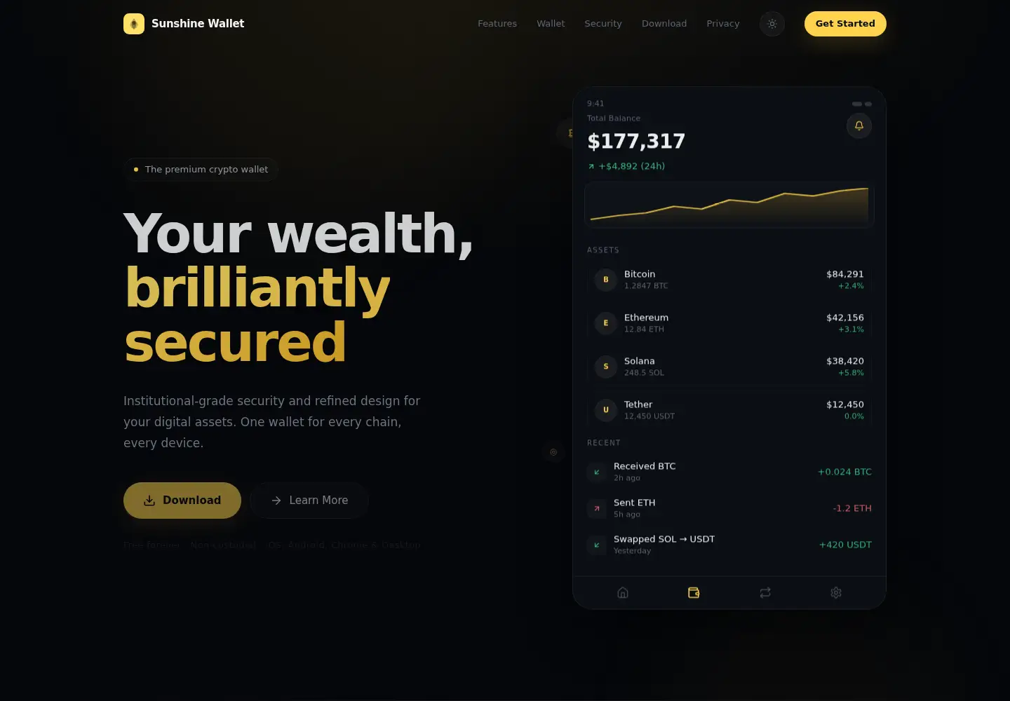 Screenshot of sunshine-wallet.com