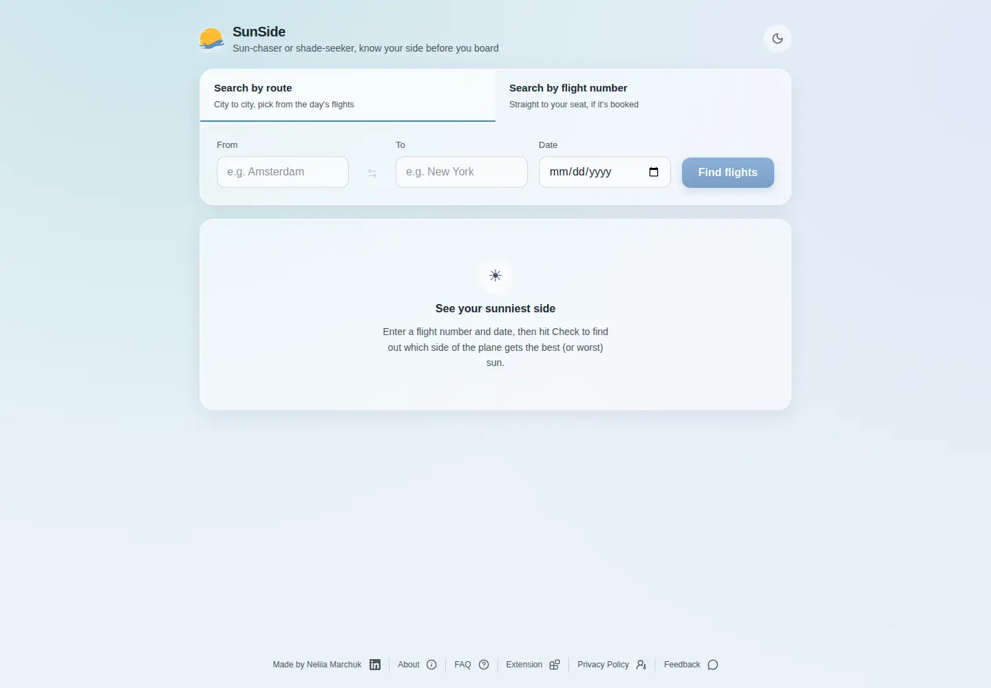 Screenshot of sunside-app.com