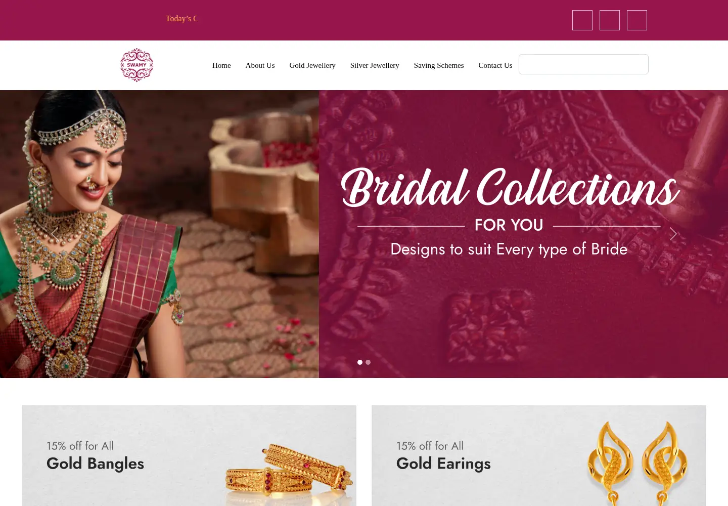 Captured homepage of swamyjewellery.com in the current scan