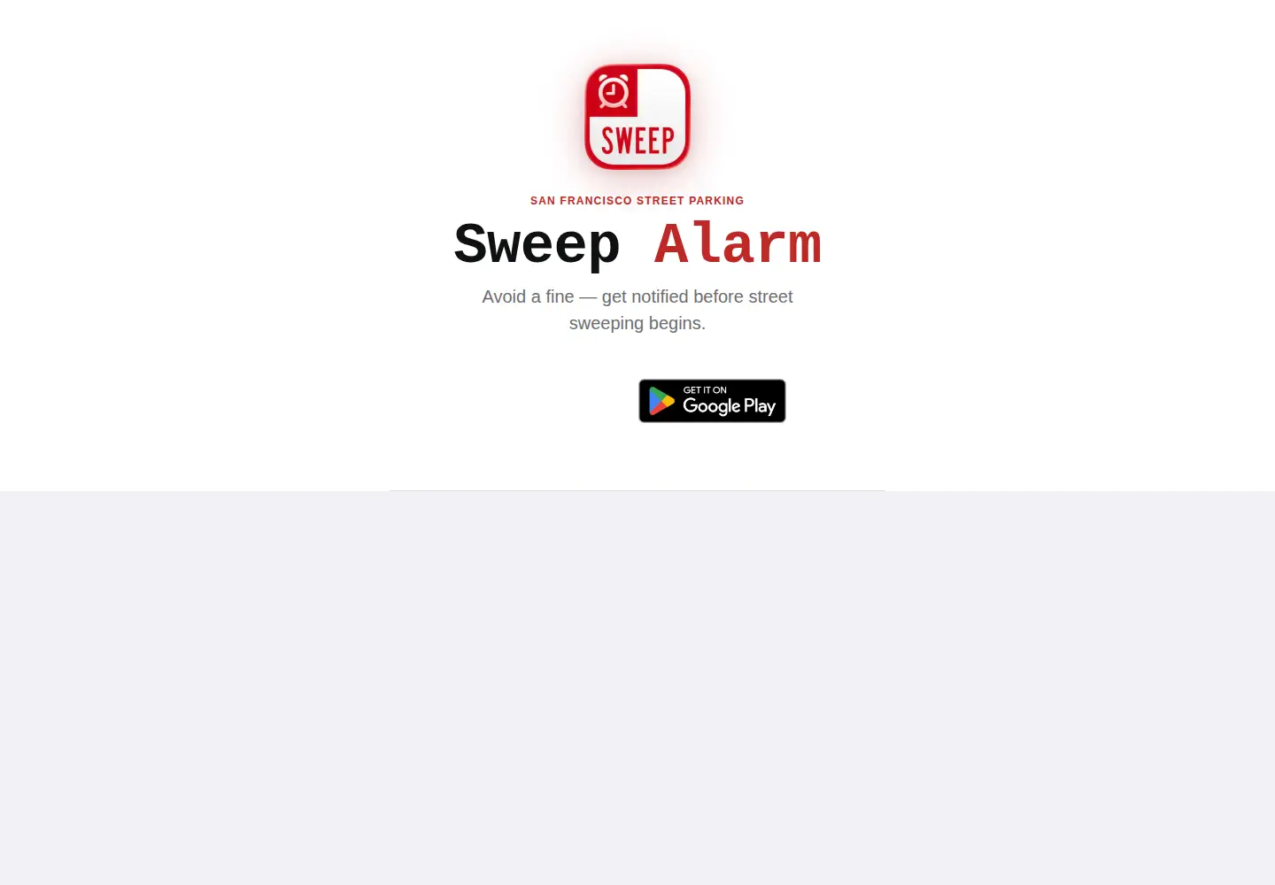 Screenshot of sweepalarm.com