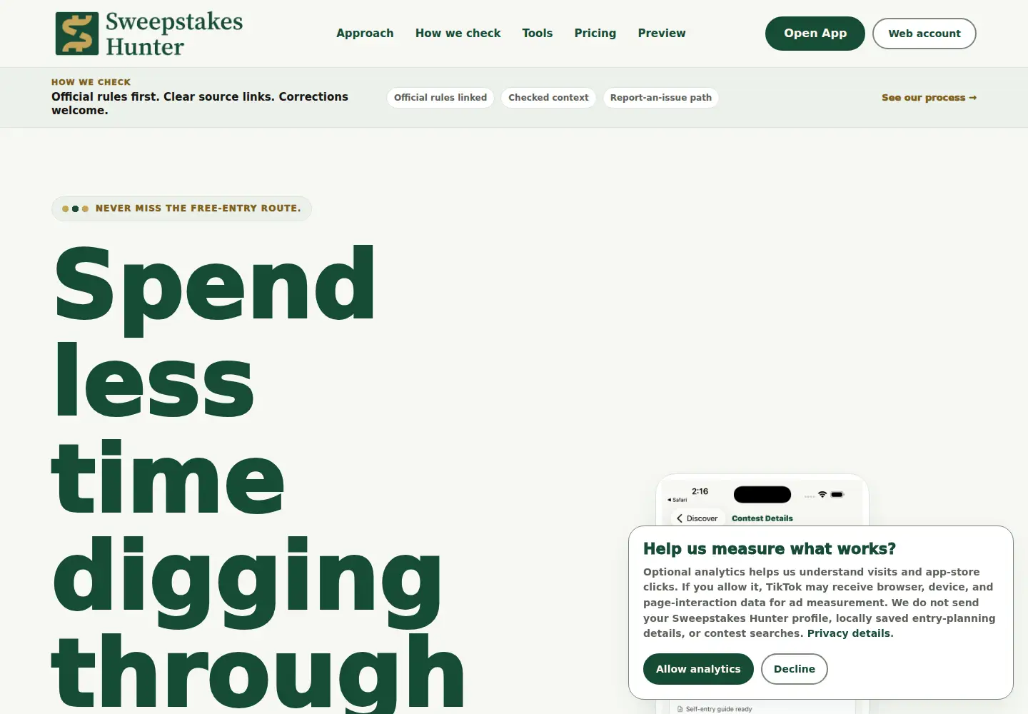 Screenshot of sweepstakeshunter.com
