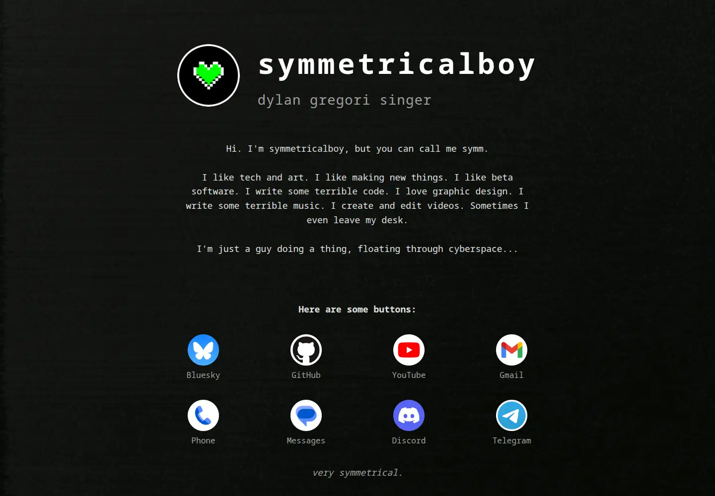 Screenshot of symmetricalboy.com