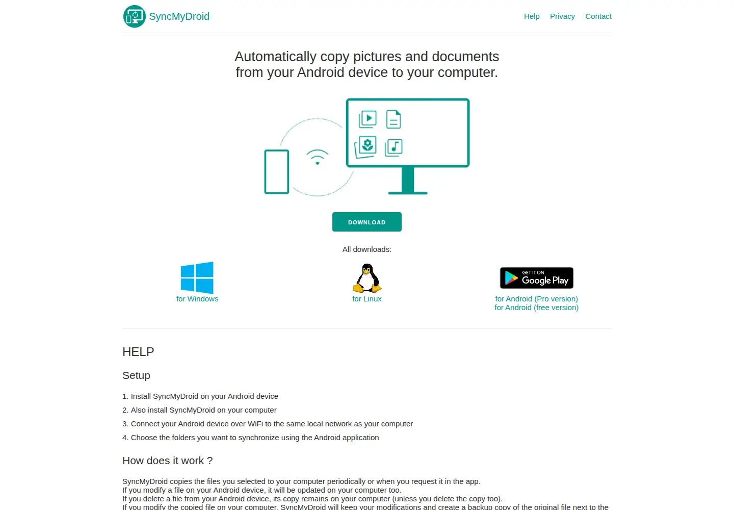 Captured homepage of syncmydroid.com in the current scan