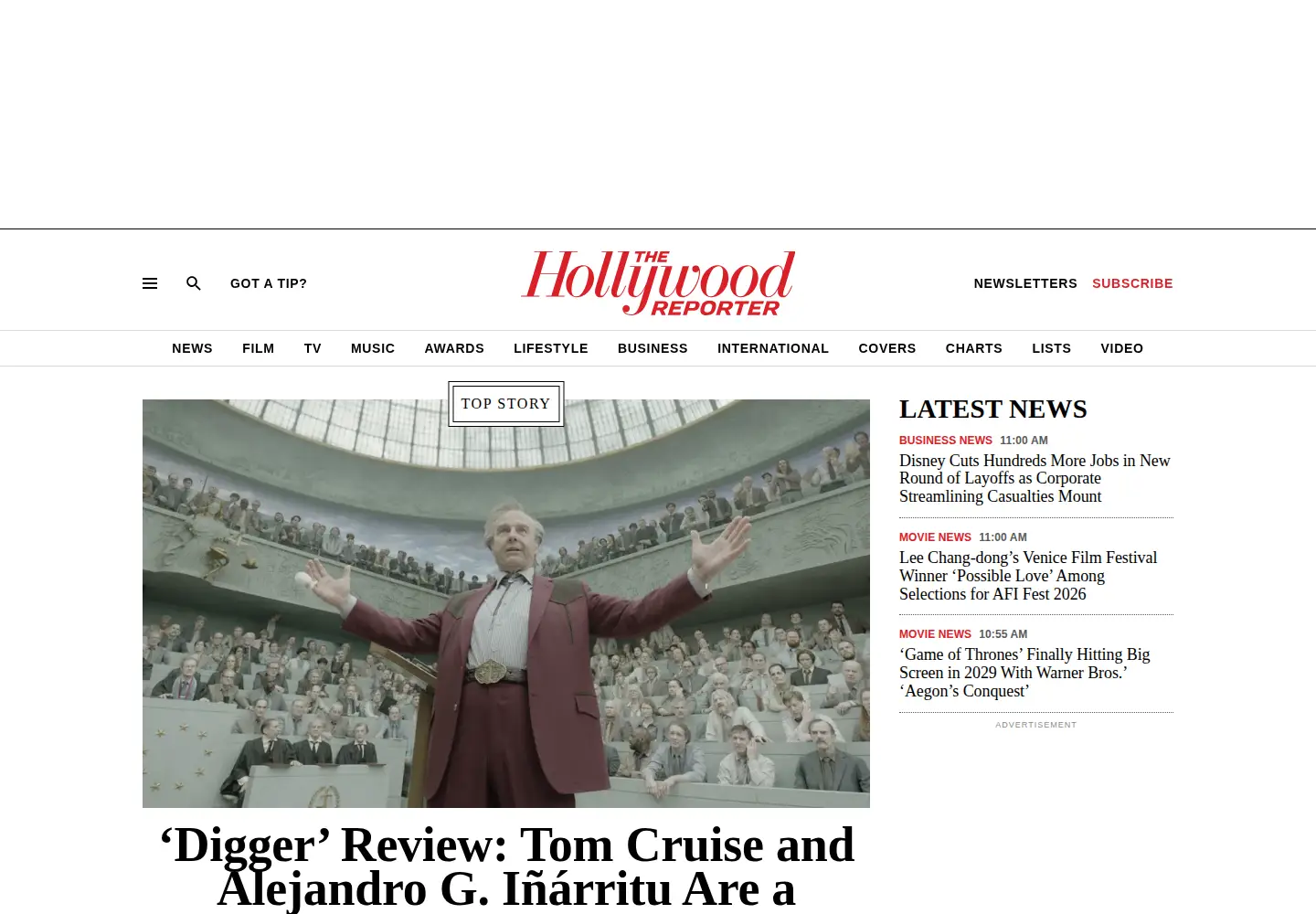 Screenshot of hollywoodreporter.com
