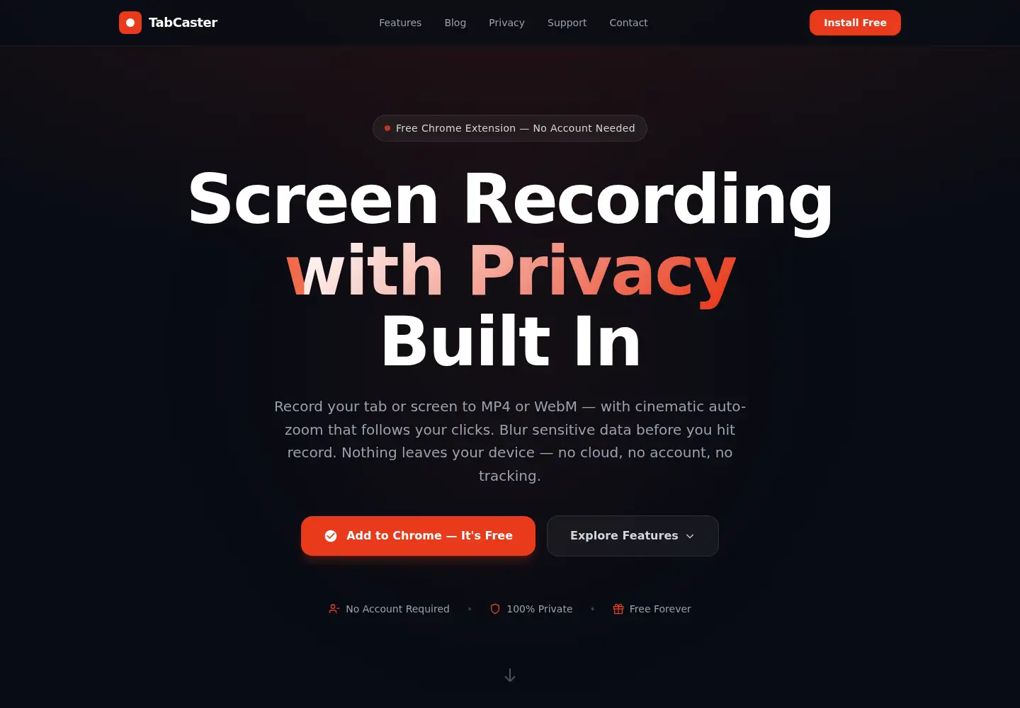 Screenshot of tabcasterextension.com
