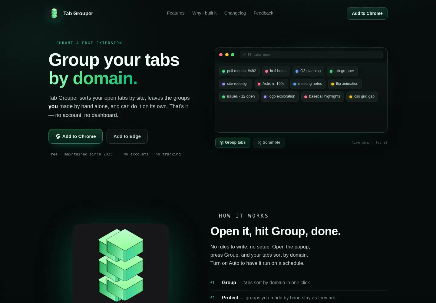 Screenshot of tabgrouper.com