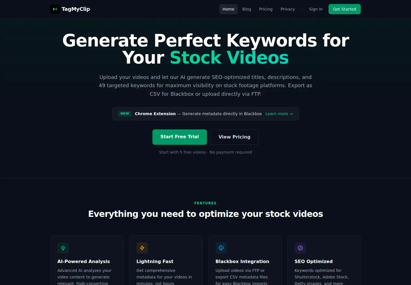 Screenshot of tagmyclip.com