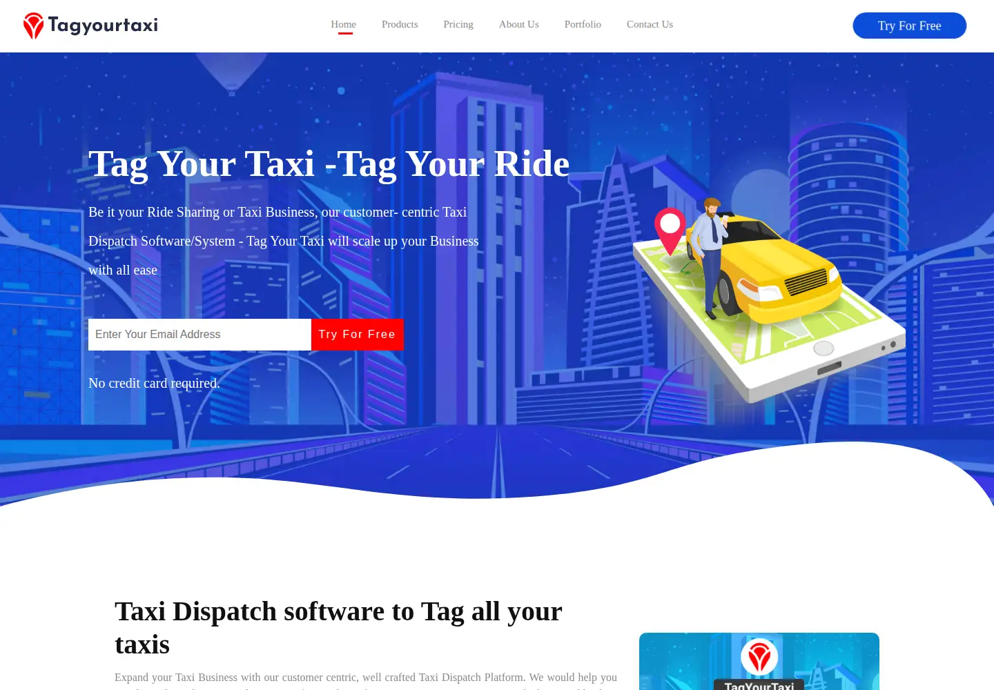 Captured homepage of tagyourtaxi.com in the current scan