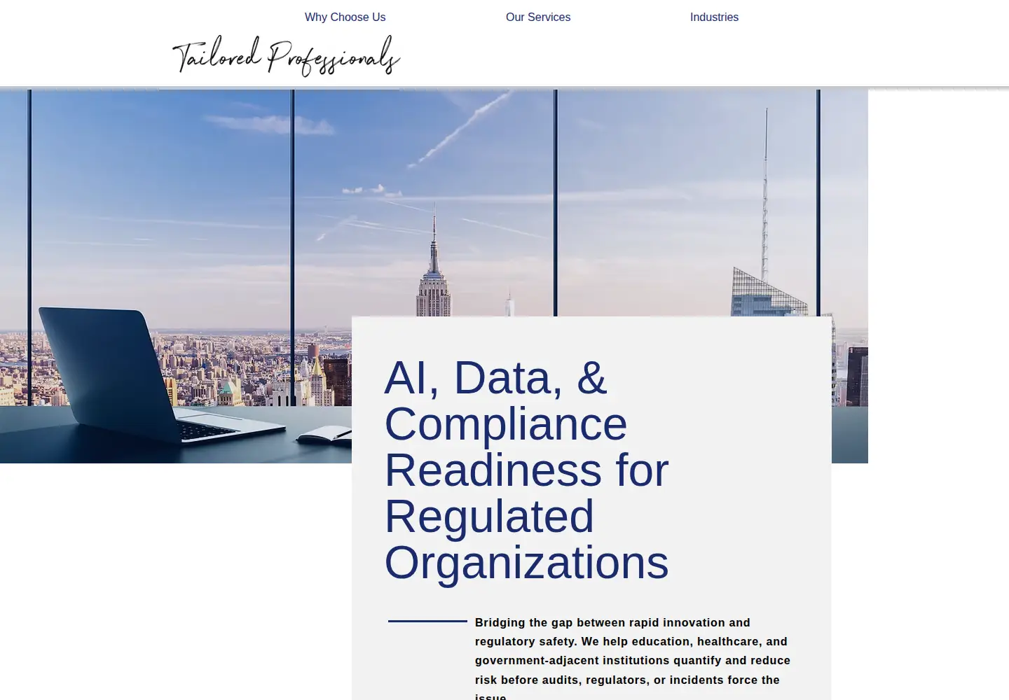 Captured homepage of tailoredprofessionals.com in the current scan