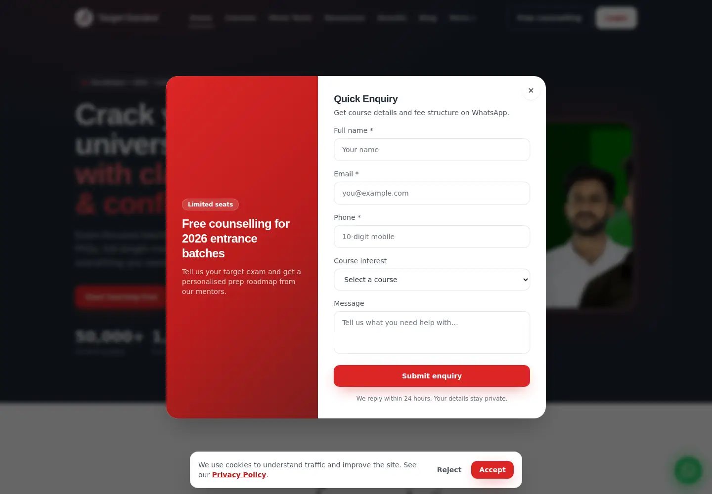Screenshot of targetgurukul.com