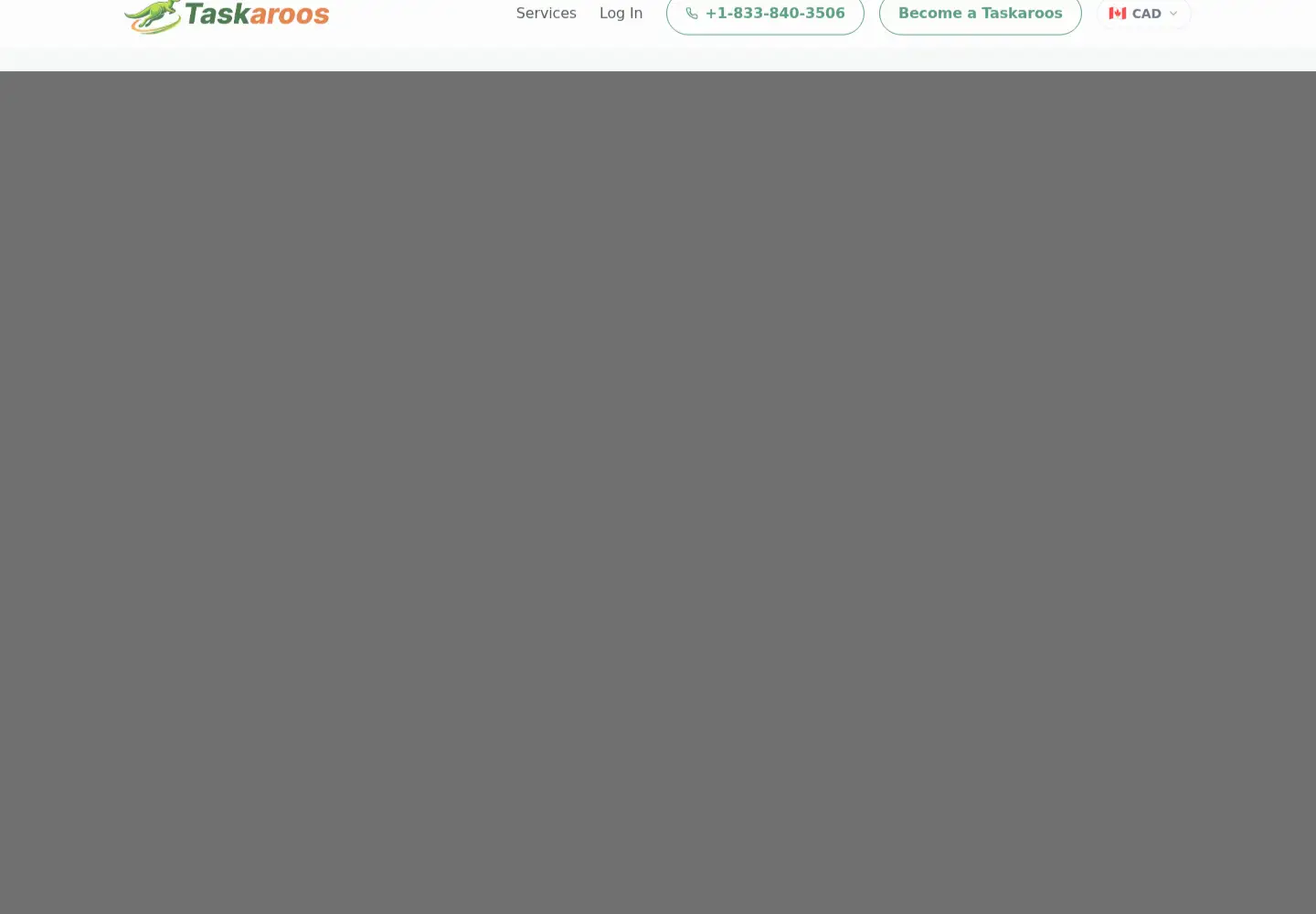 Captured homepage of taskaroos.com in the current scan
